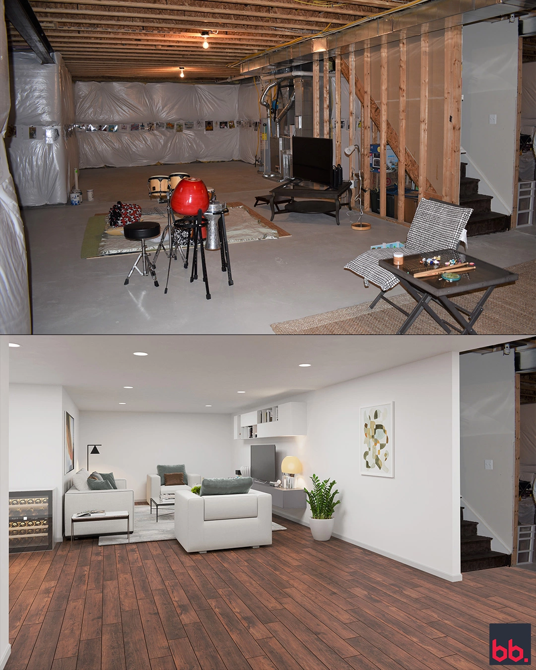 Basement Photo Virtually Renovated by BoxBrownie