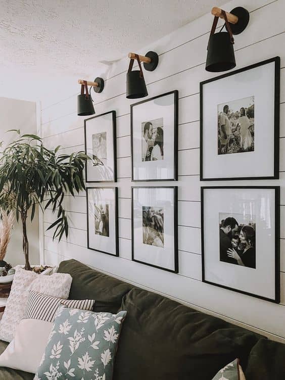 gallery wall with sconces