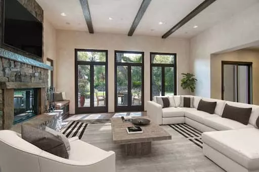 Real estate listing with virtually staged photo