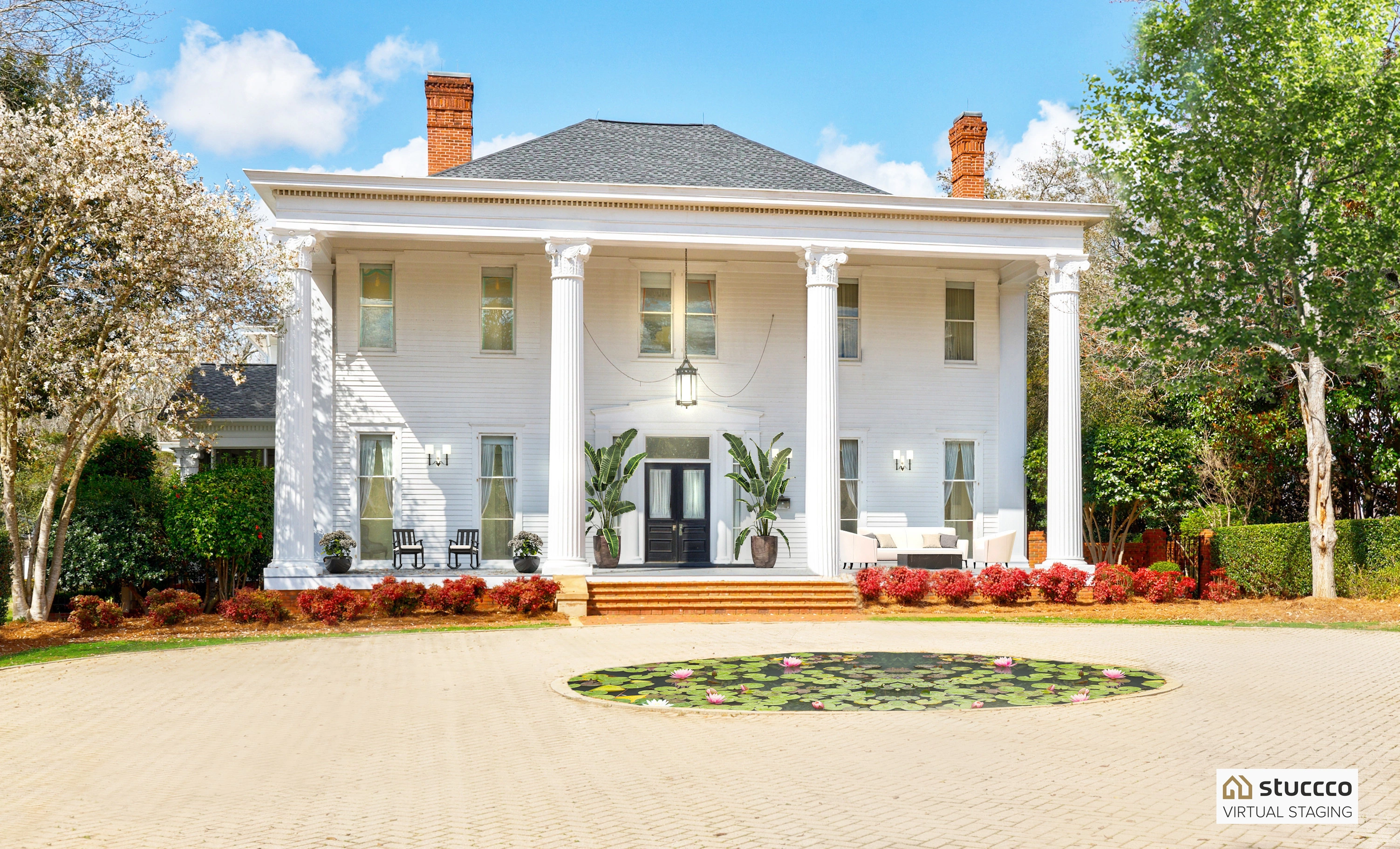 Exterior virtual staging on luxury property