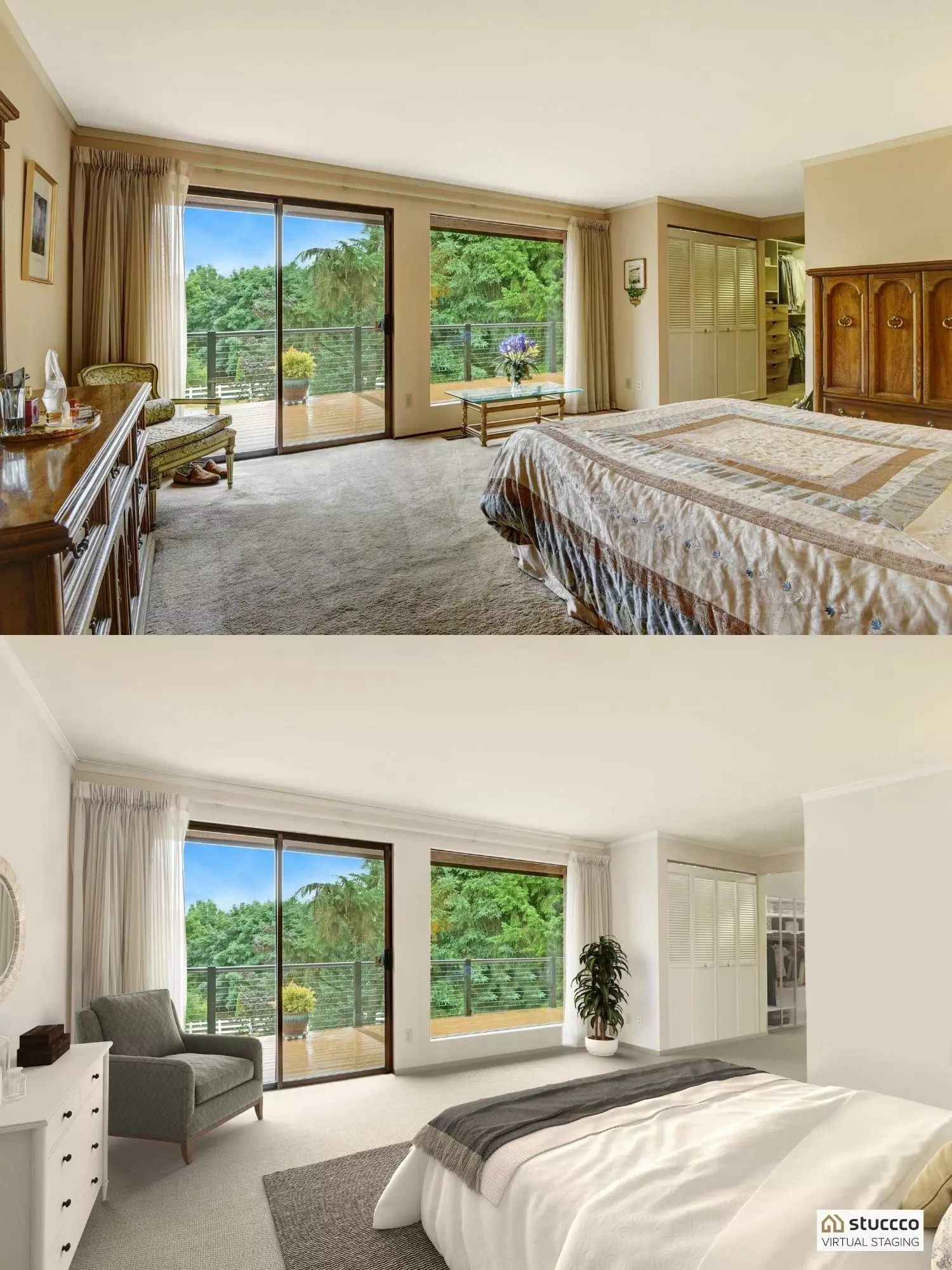Master bedroom before and after home staging