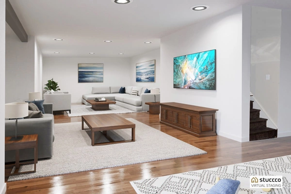 Basement after virtual staging with Stuccco