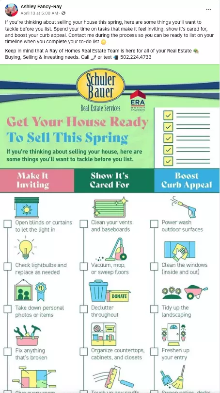 Generating listing leads, social media post example for real estate agents