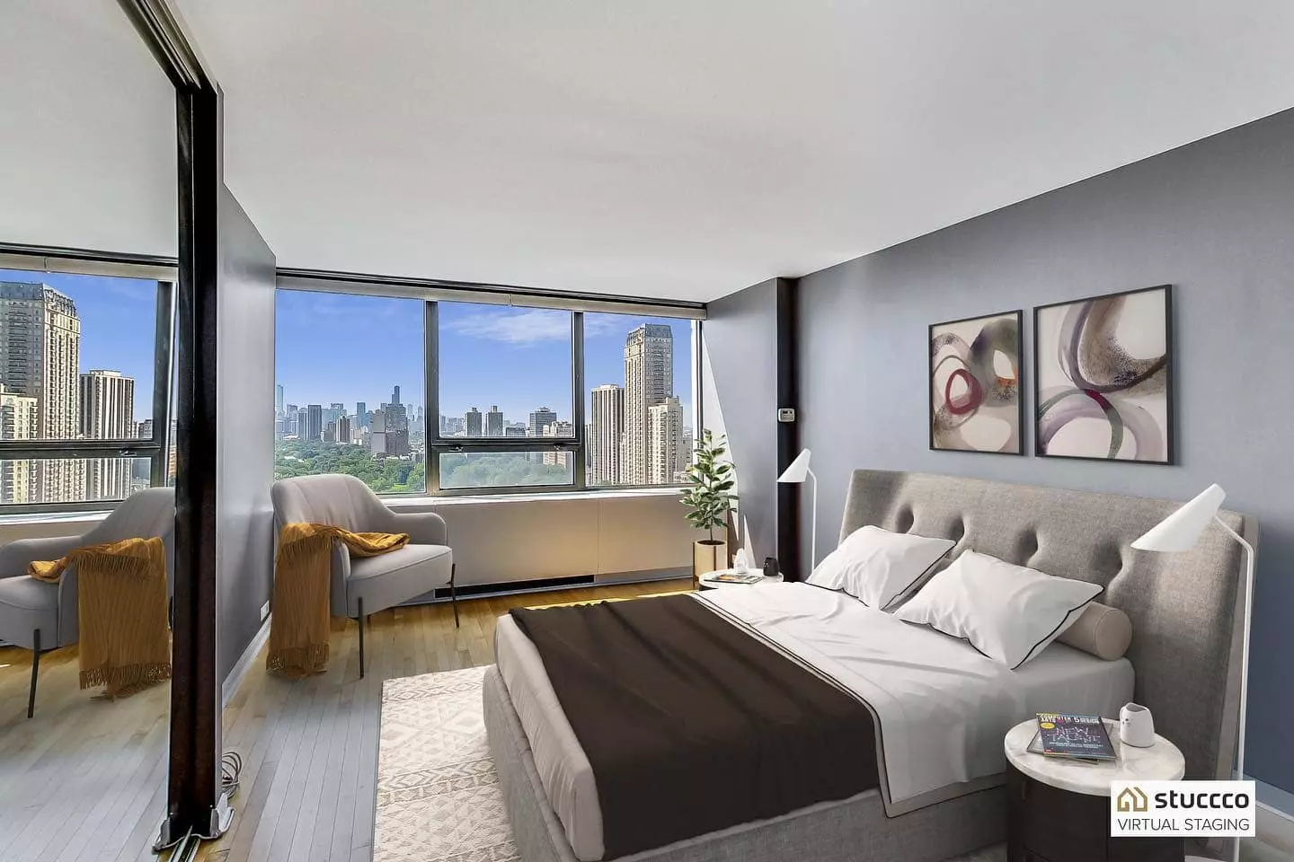 example of Stuccco virtual staging bedroom