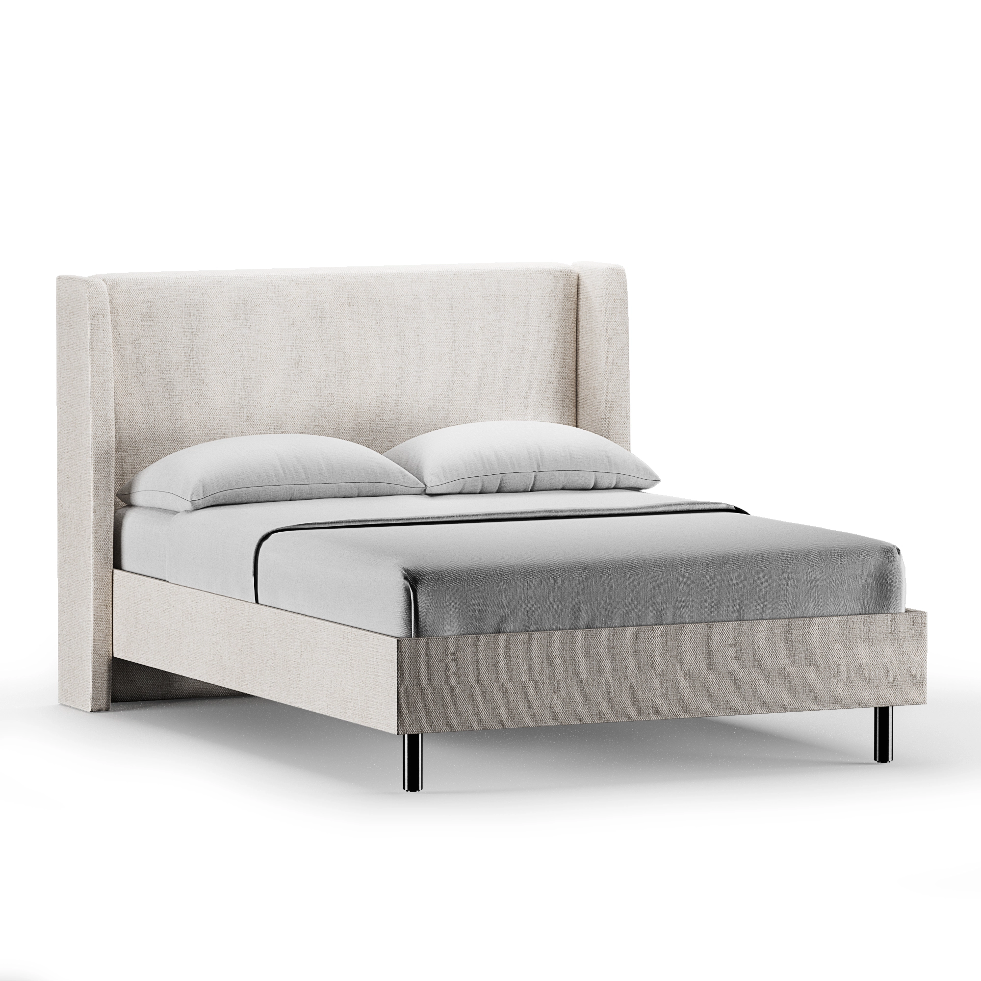 Upholstered low profile online storage platform bed