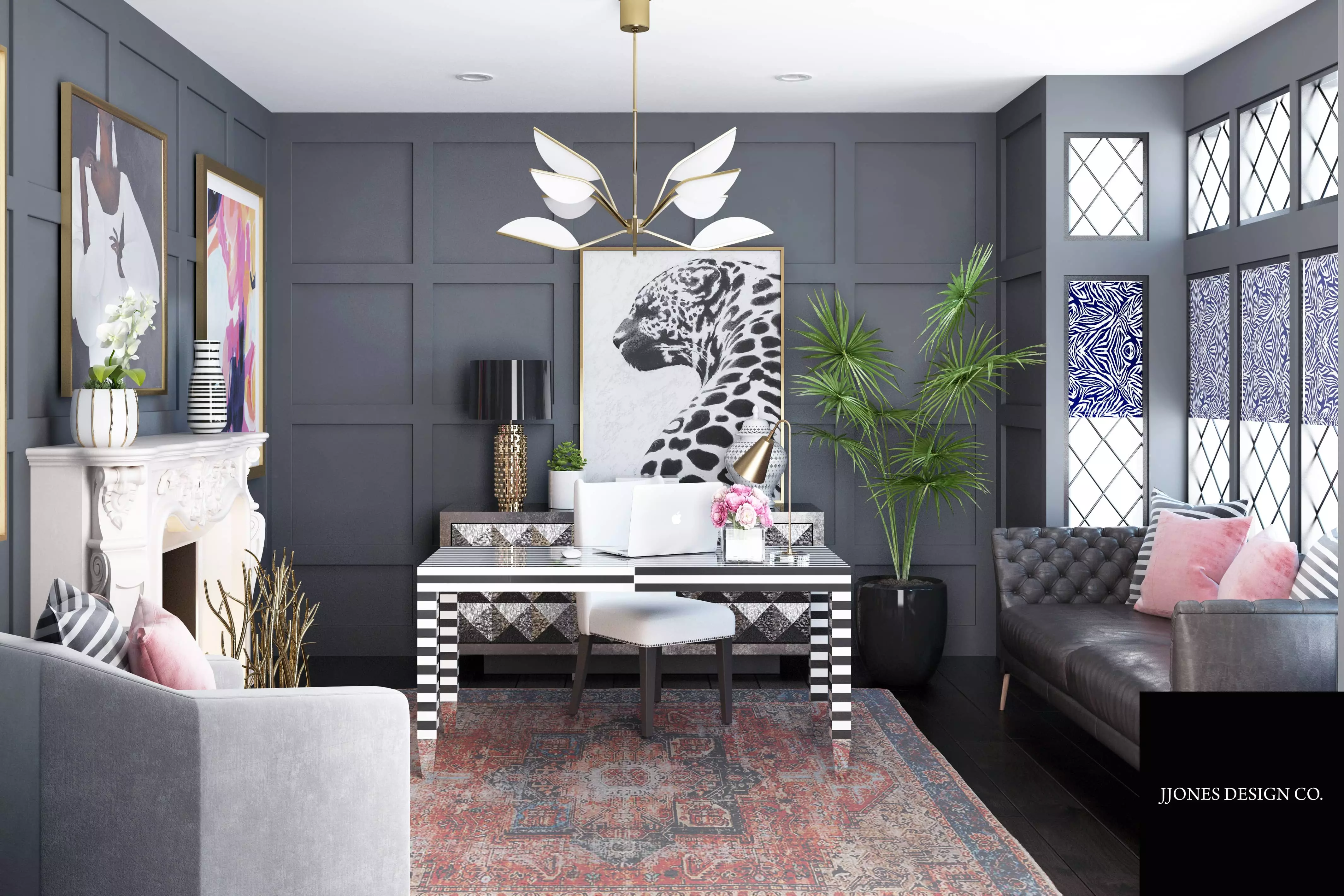 Glam home office interior design