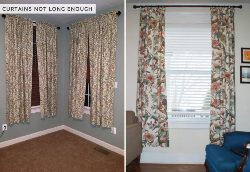 Poor example of home staging, short curtains