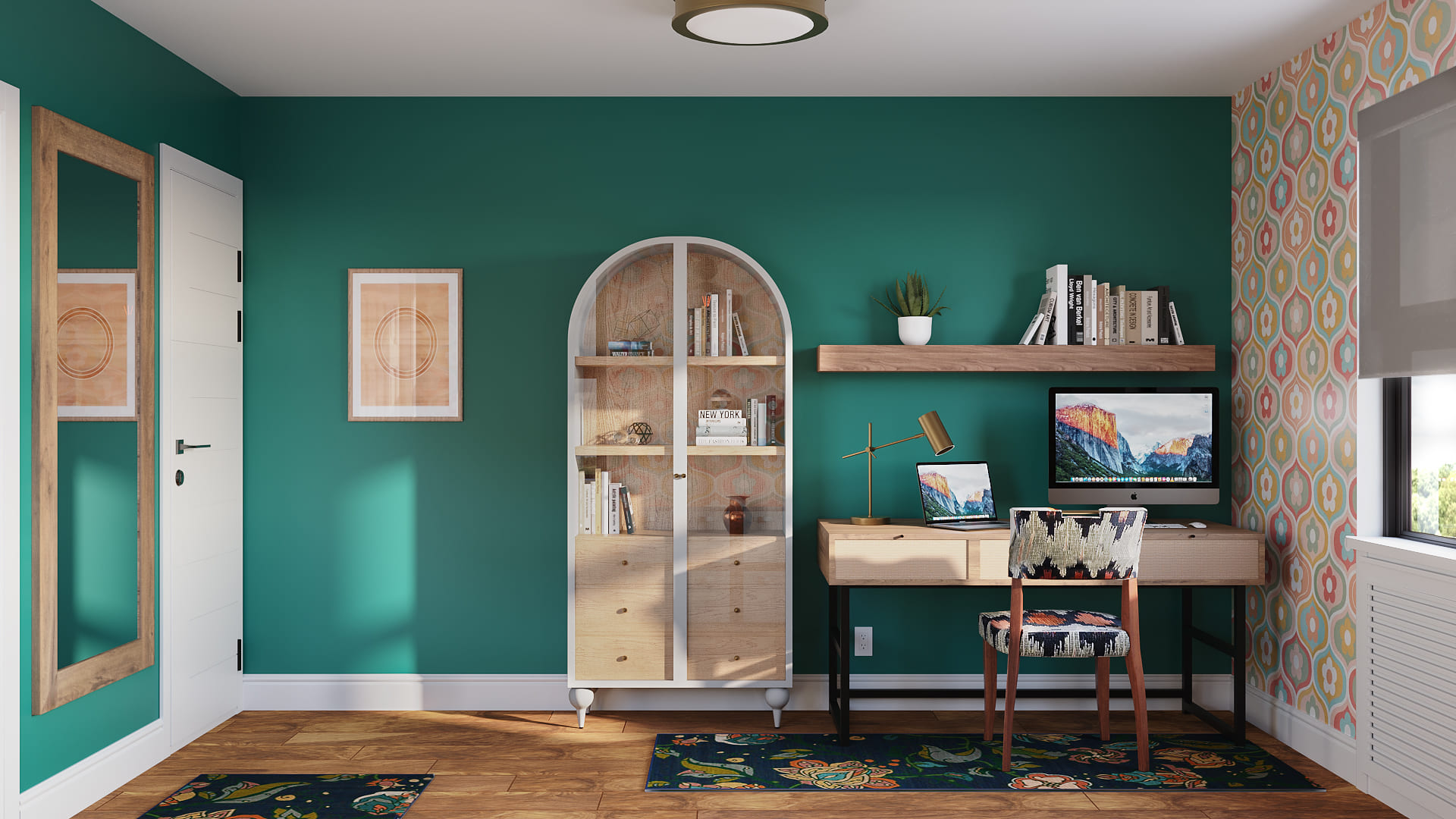 teen bedroom with office area