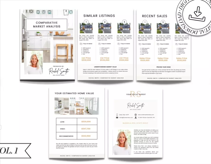 Sample comparative market analysis template for local real estate agent
