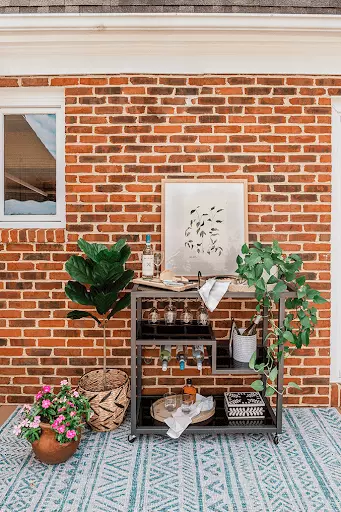 Outdoor storage and style with bar cart