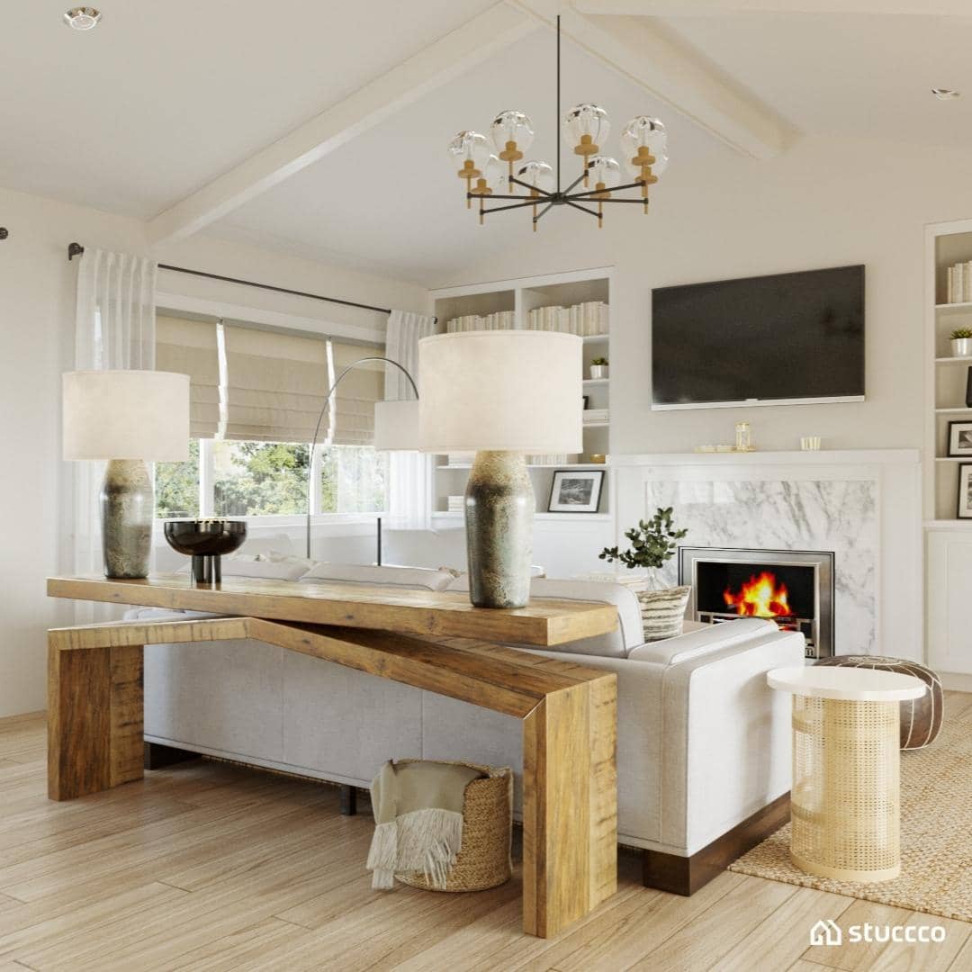 An example of a living room designed by Stuccco online interior design