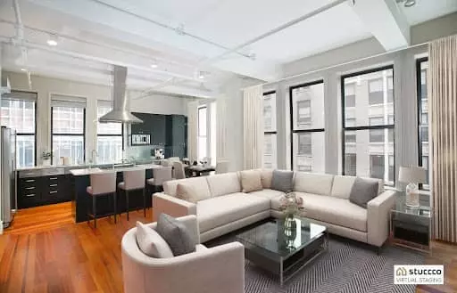 Example of virtual home staging, looks the same as traditional home staging
