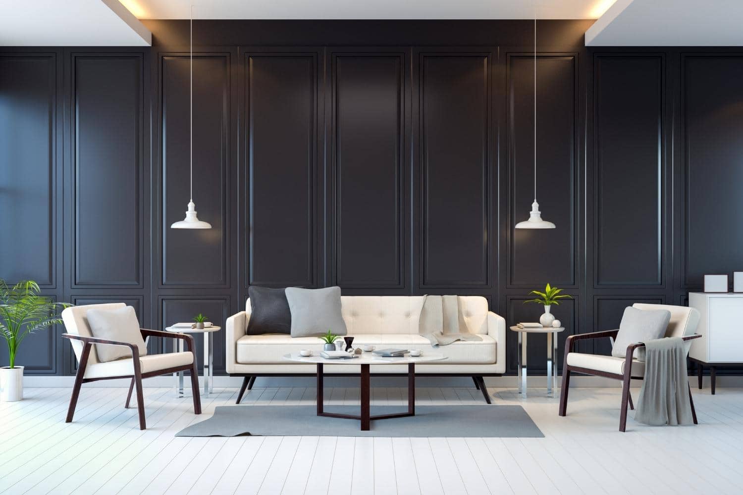 Living room wall treatment, wainscoting, Stuccco interior design