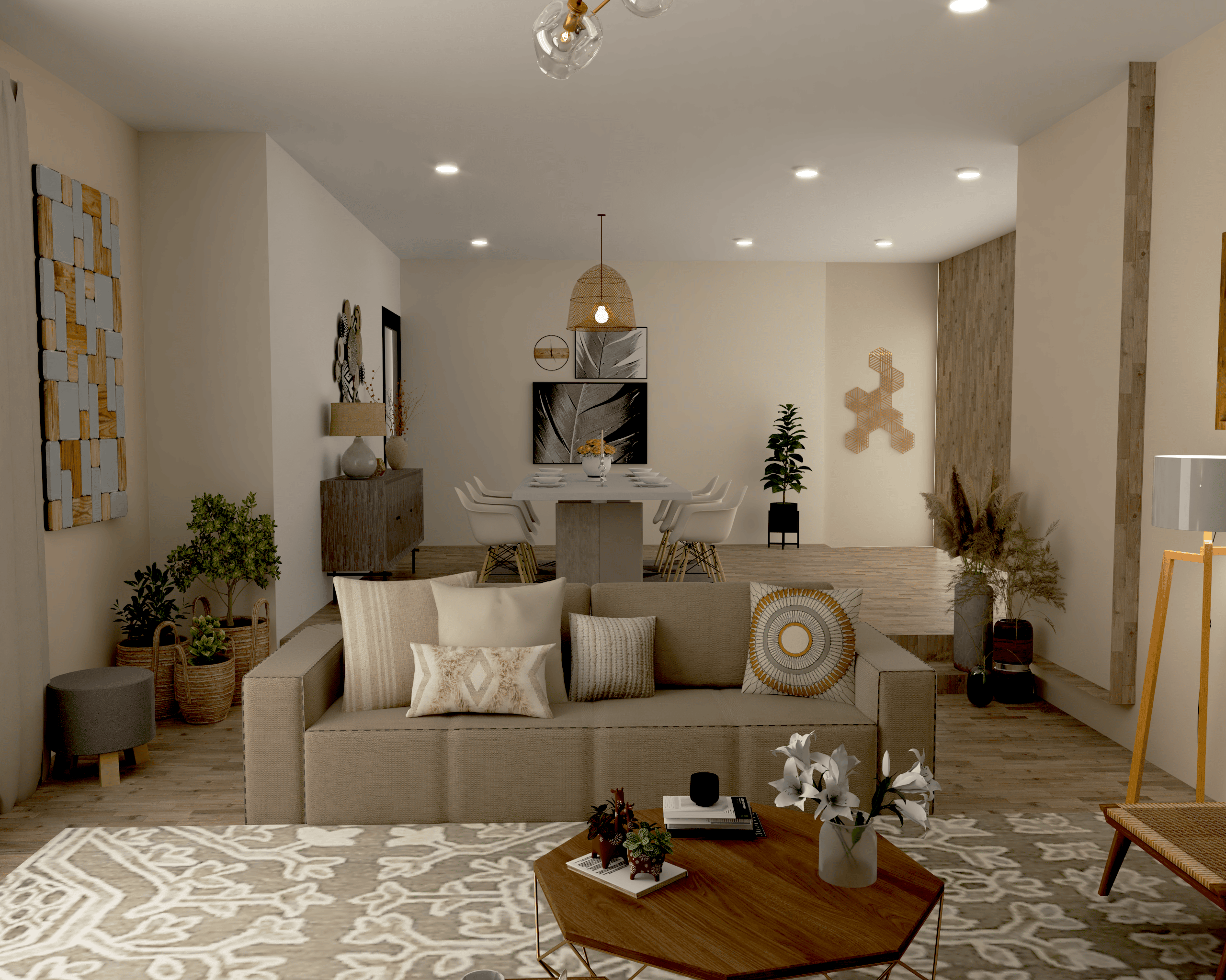 modern and monochromatic living space