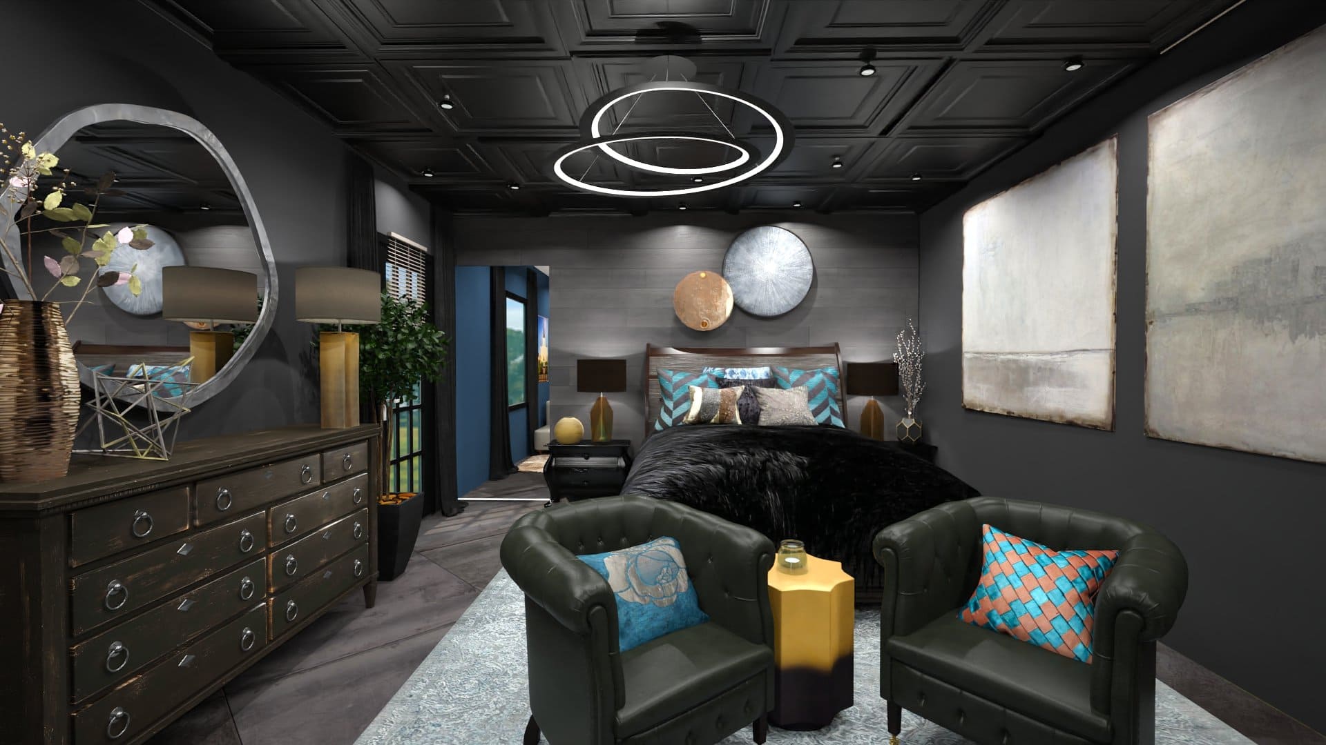moody bedroom