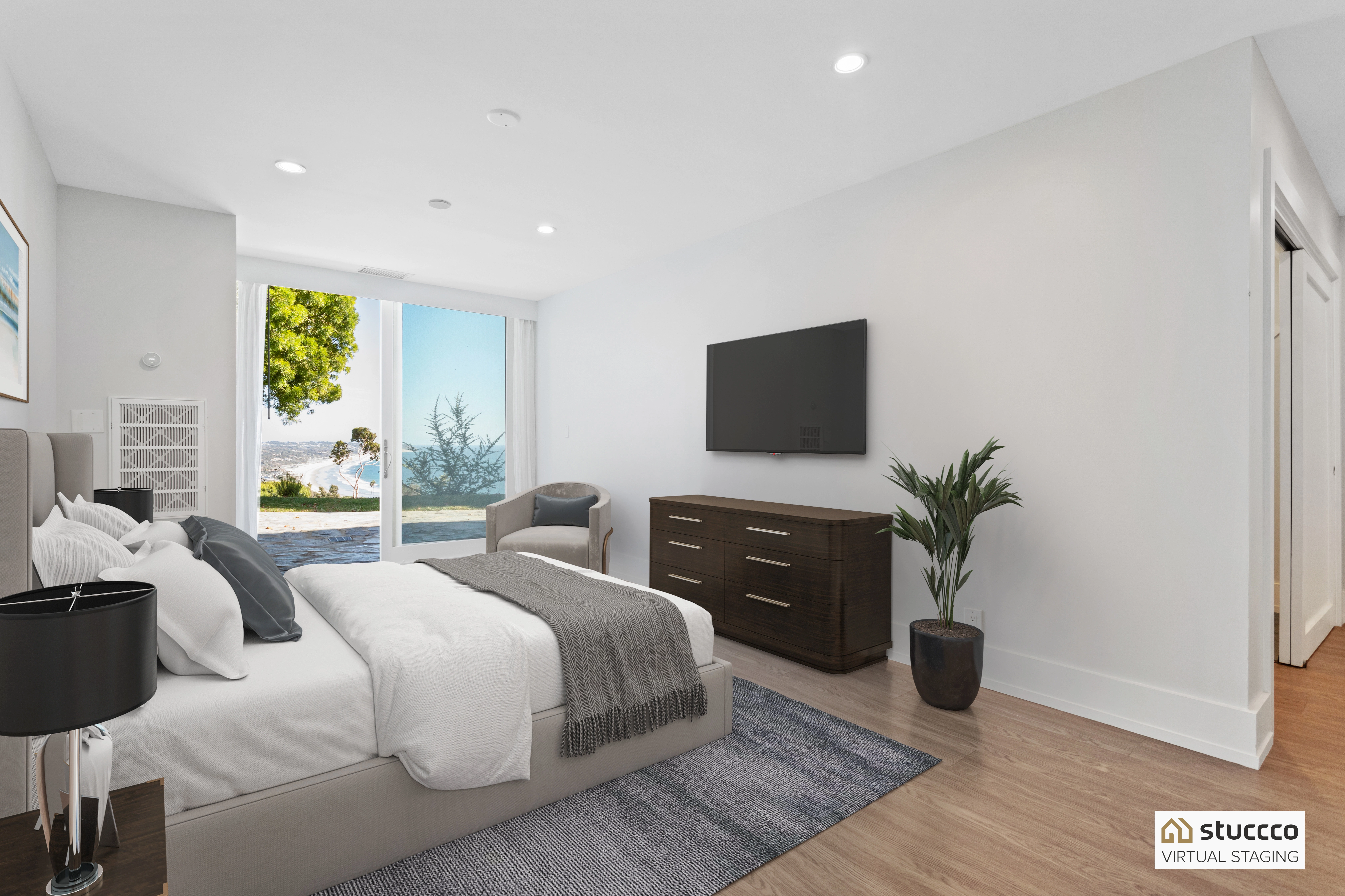 Bedroom by professional stager, home staging example