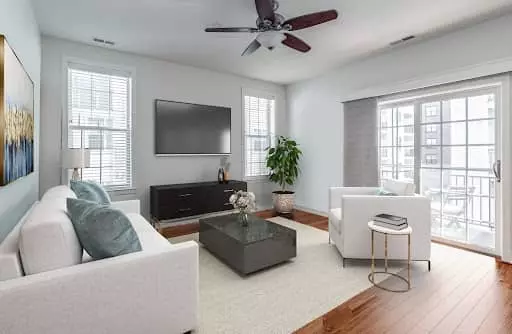 Living room example after virtual staging process, realistic virtual furnishings