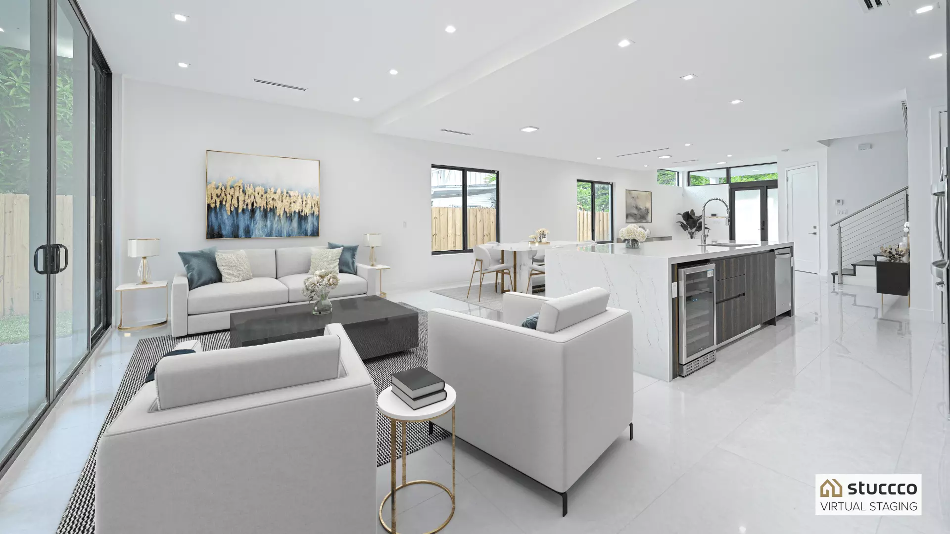 Stuccco virtual staging photography living room