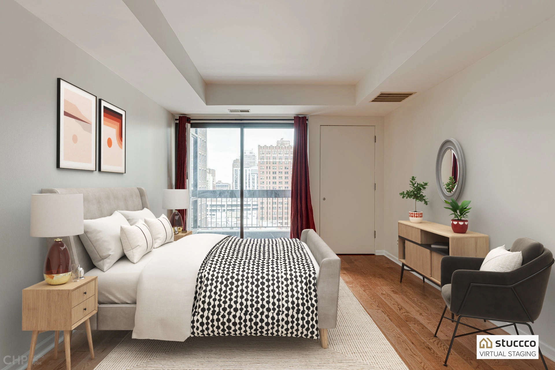 Virtual staging bedroom example, sell vacant home tips