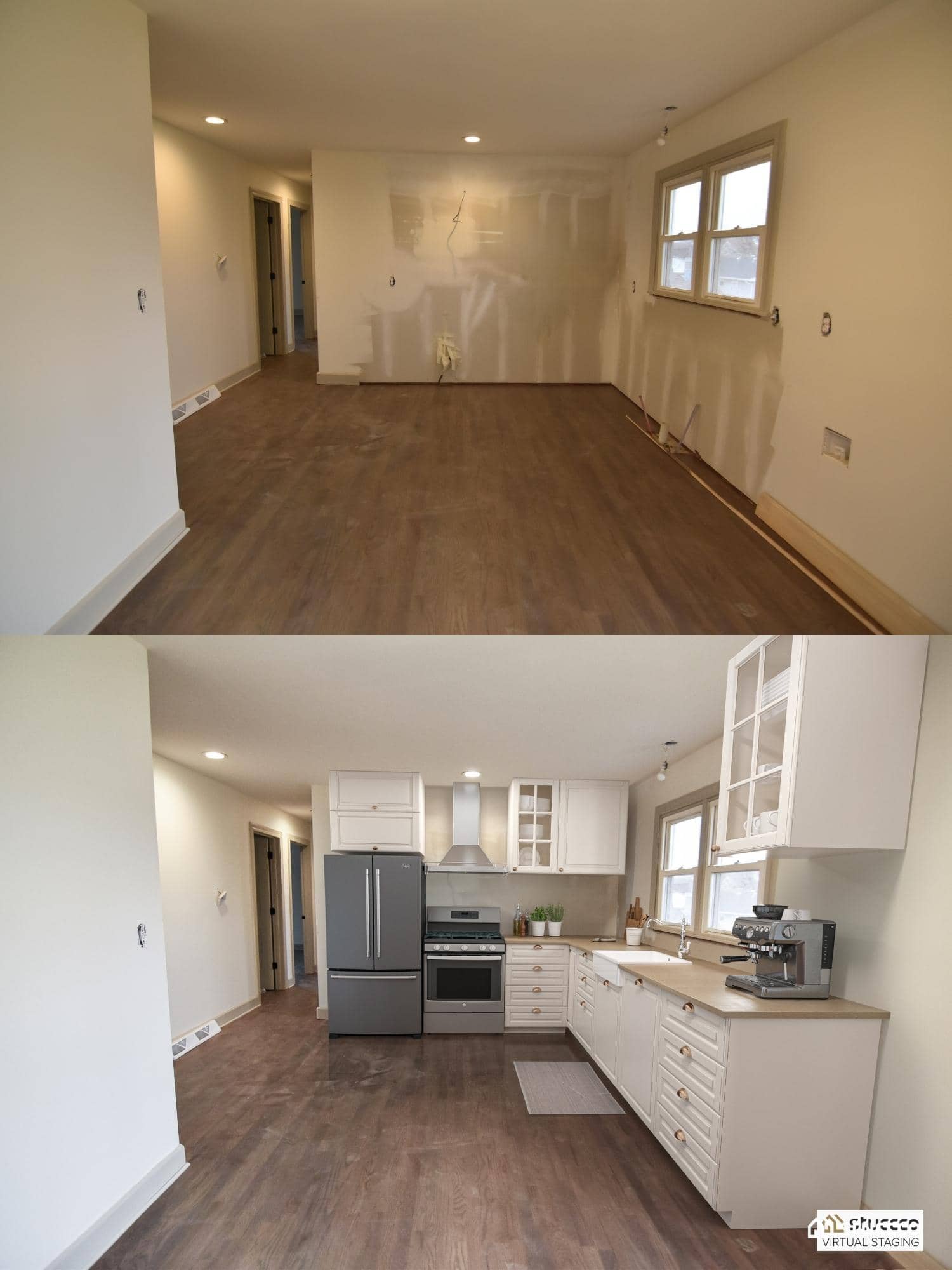 Virtually renovated kitchen Stuccco