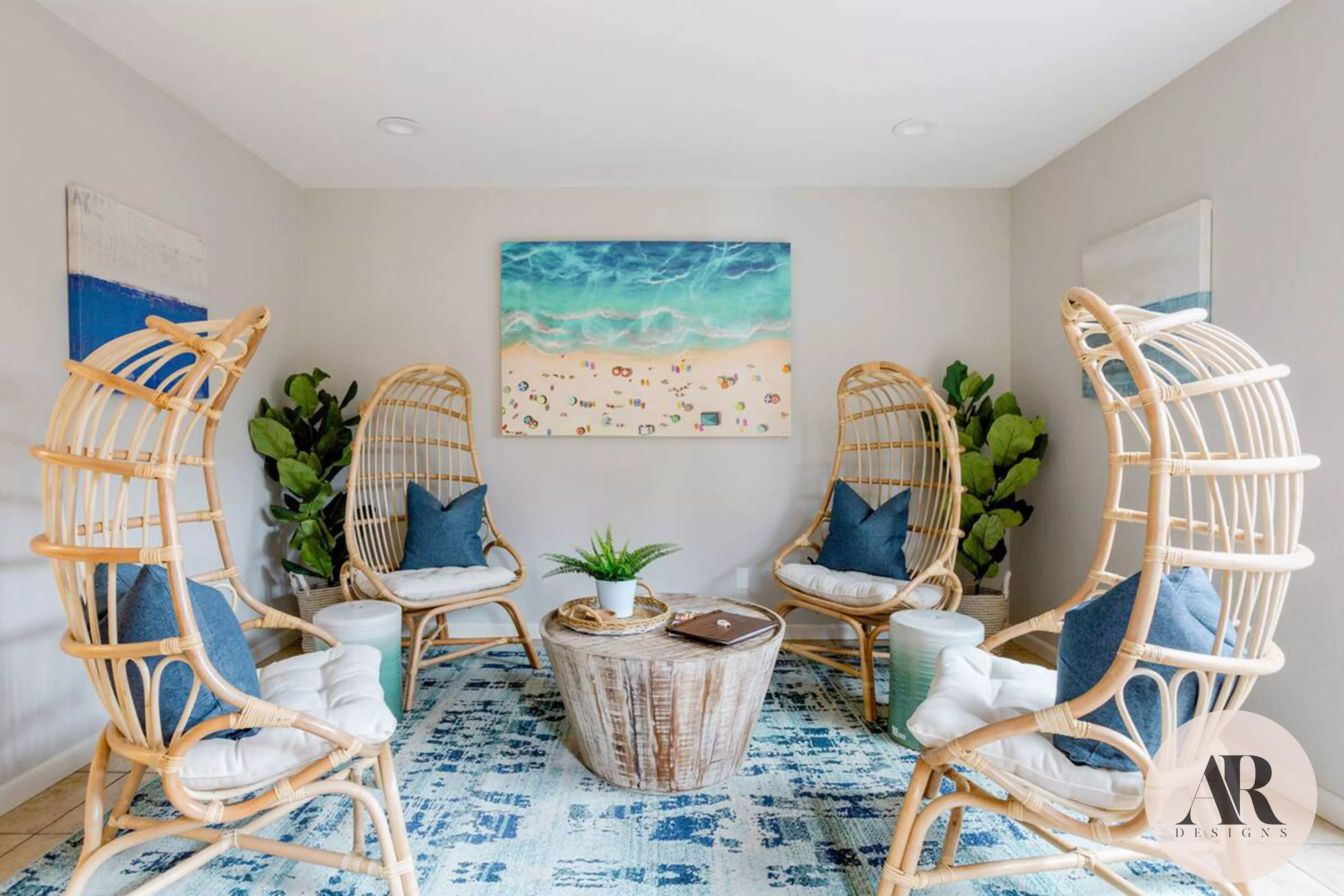 Modern coastal sitting area example