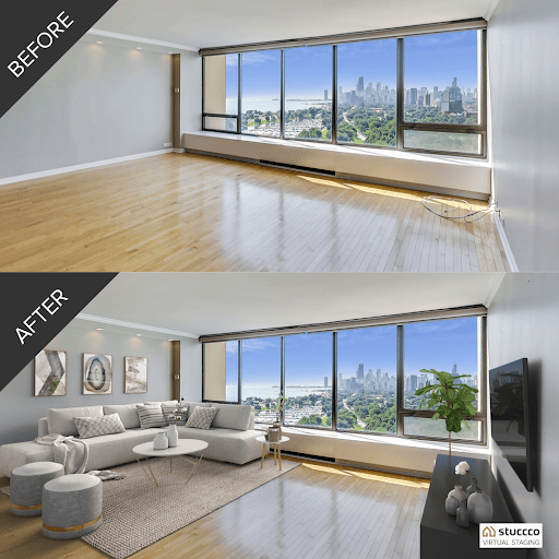 living room apartment staging