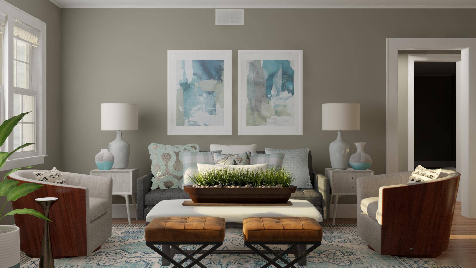 Modern farmhouse coastal living room