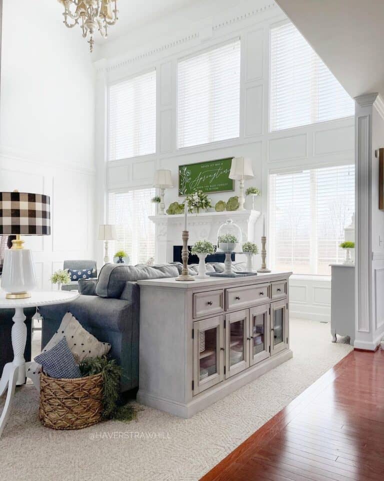 cabinet as a sofa table
