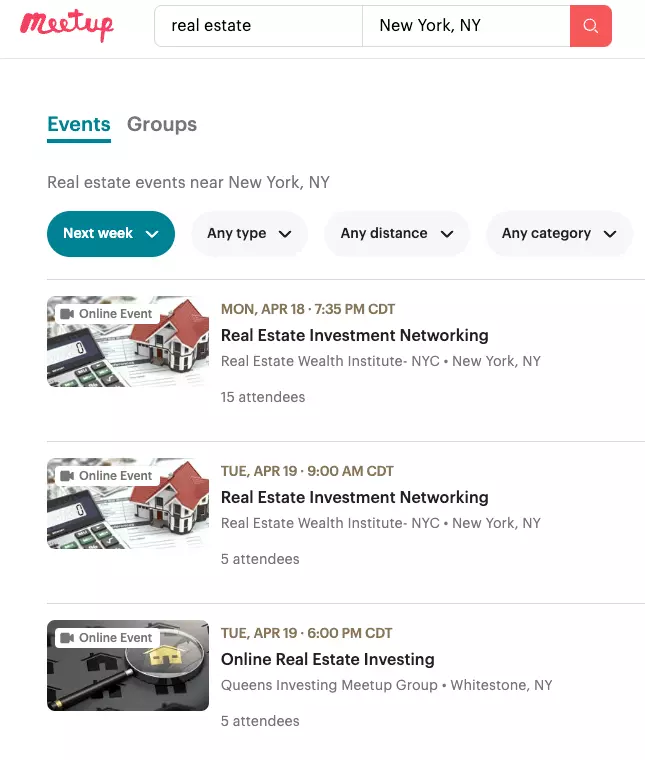 Meetings for real estate networking