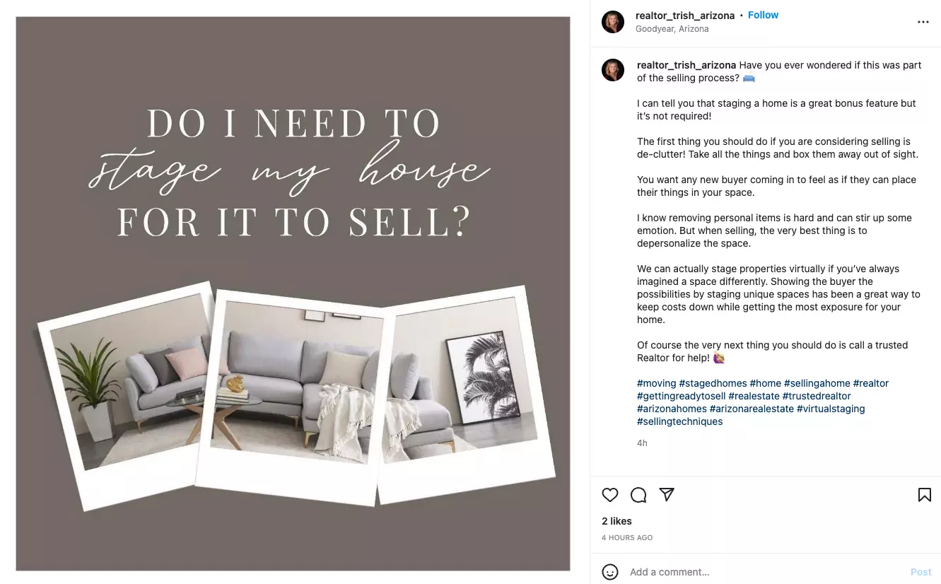 Marketing real estate services online with virtual staging