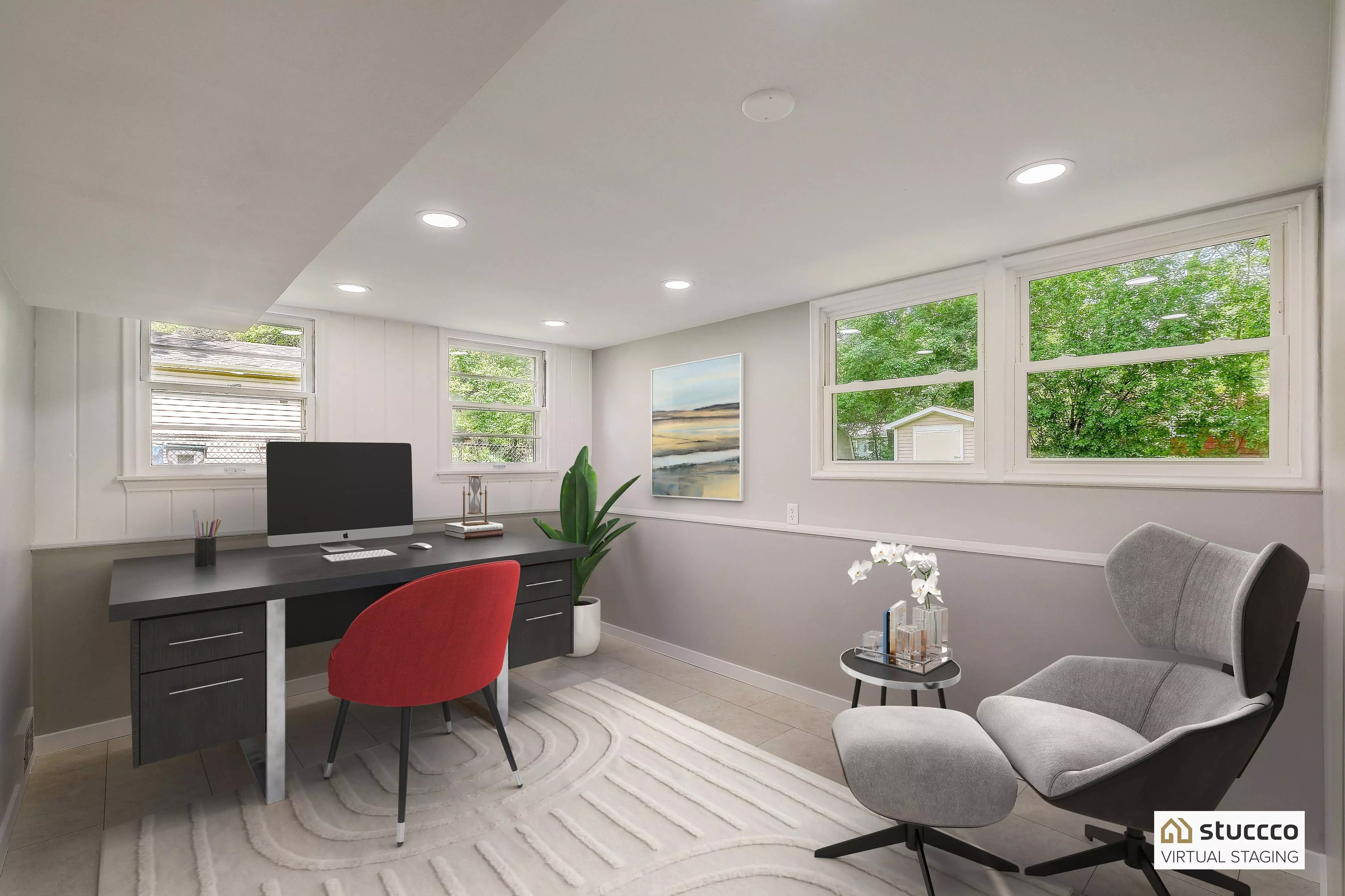 Stuccco virtual staging home office example