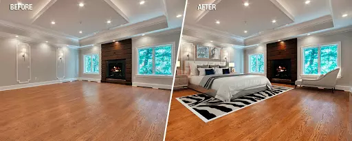 Example of virtual staging from Padstyler