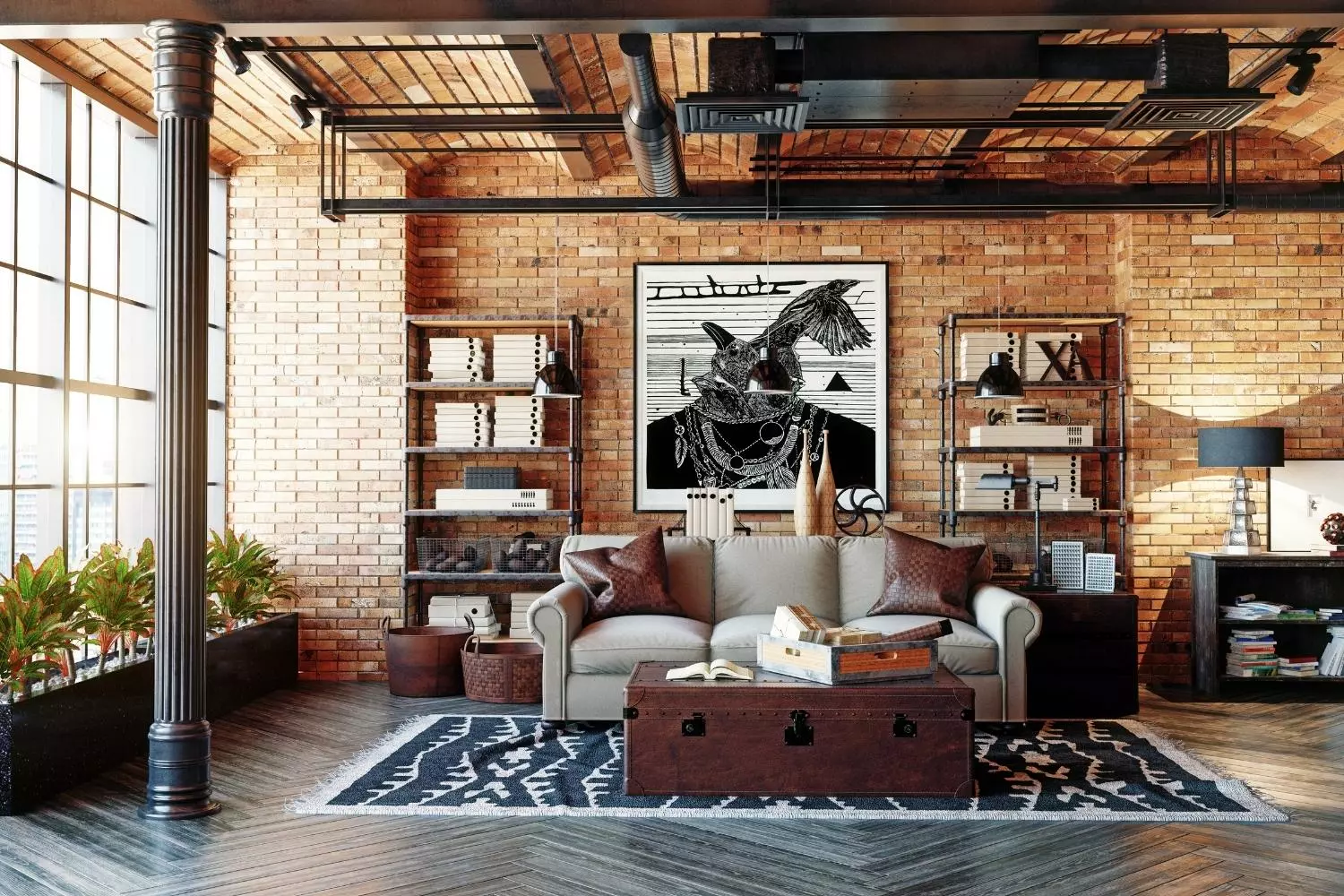 Open industrial living area example
