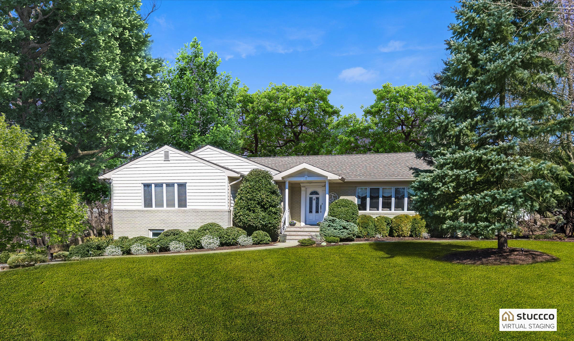 Curb appeal example, with front door and landscaping