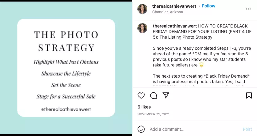 Social media content for listing agents