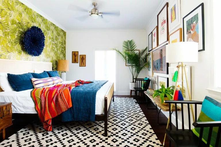 Colorful bohemian bedroom design