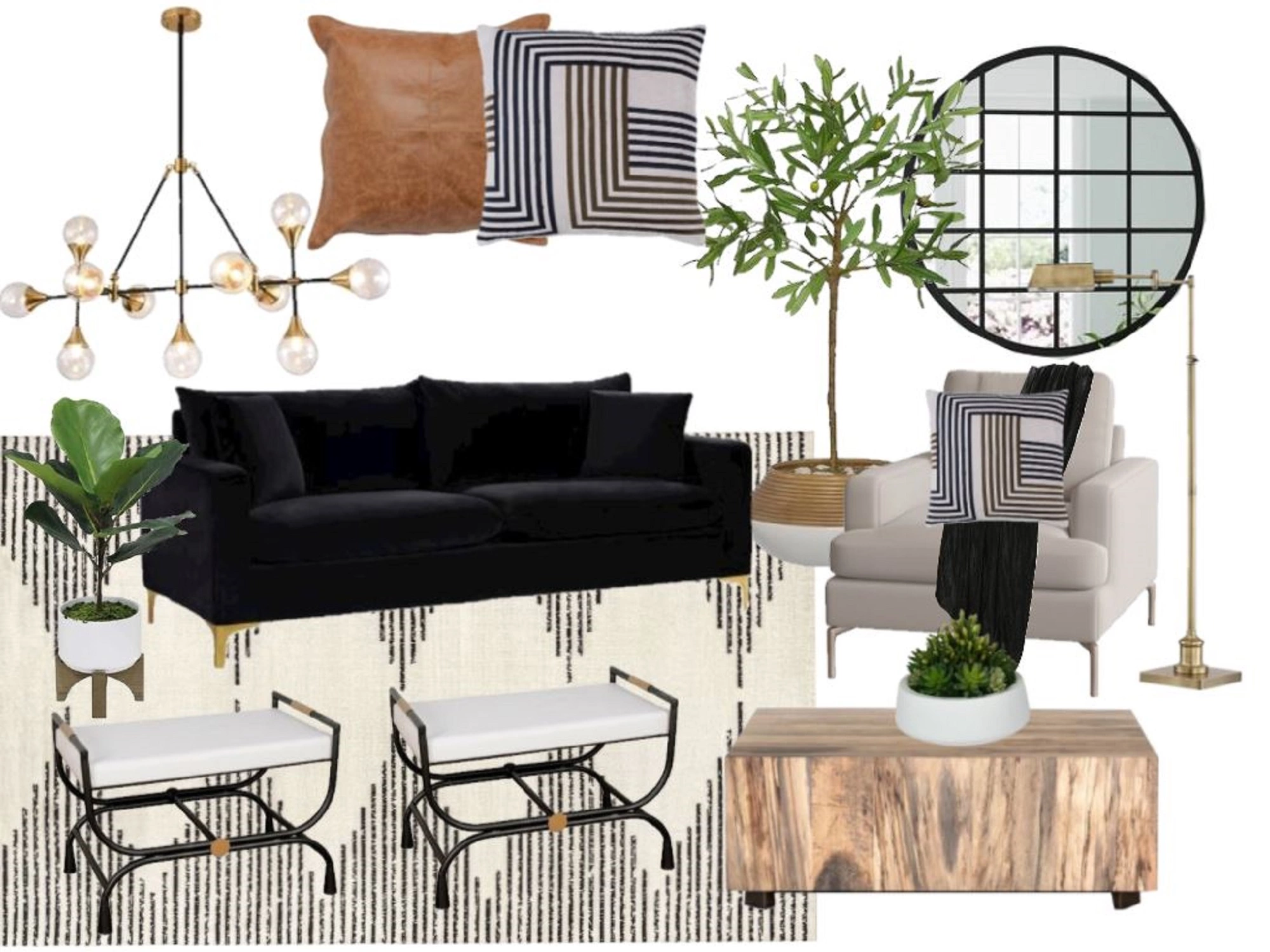 Modern Rustic Living Room Moodboard/Visual