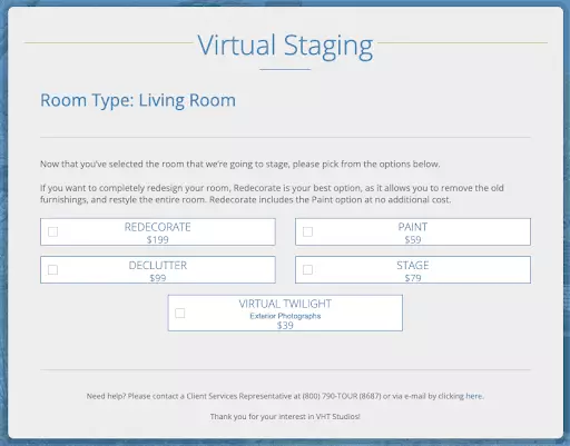 VHT studios virtual staging pricing