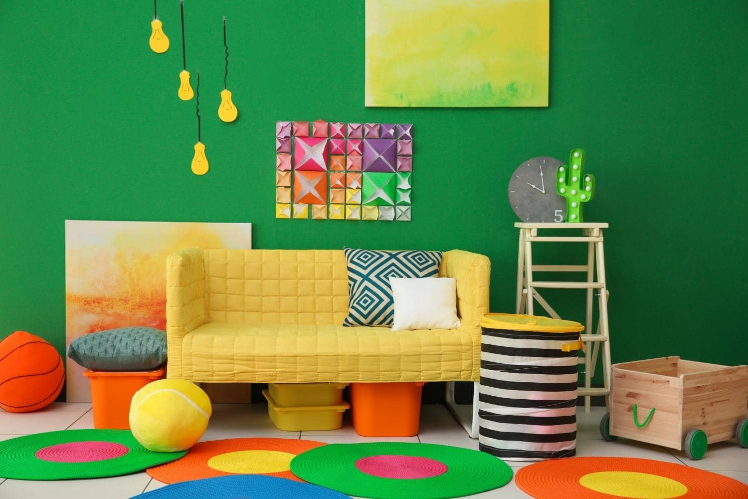 Contrasting colors in room design, dynamic look