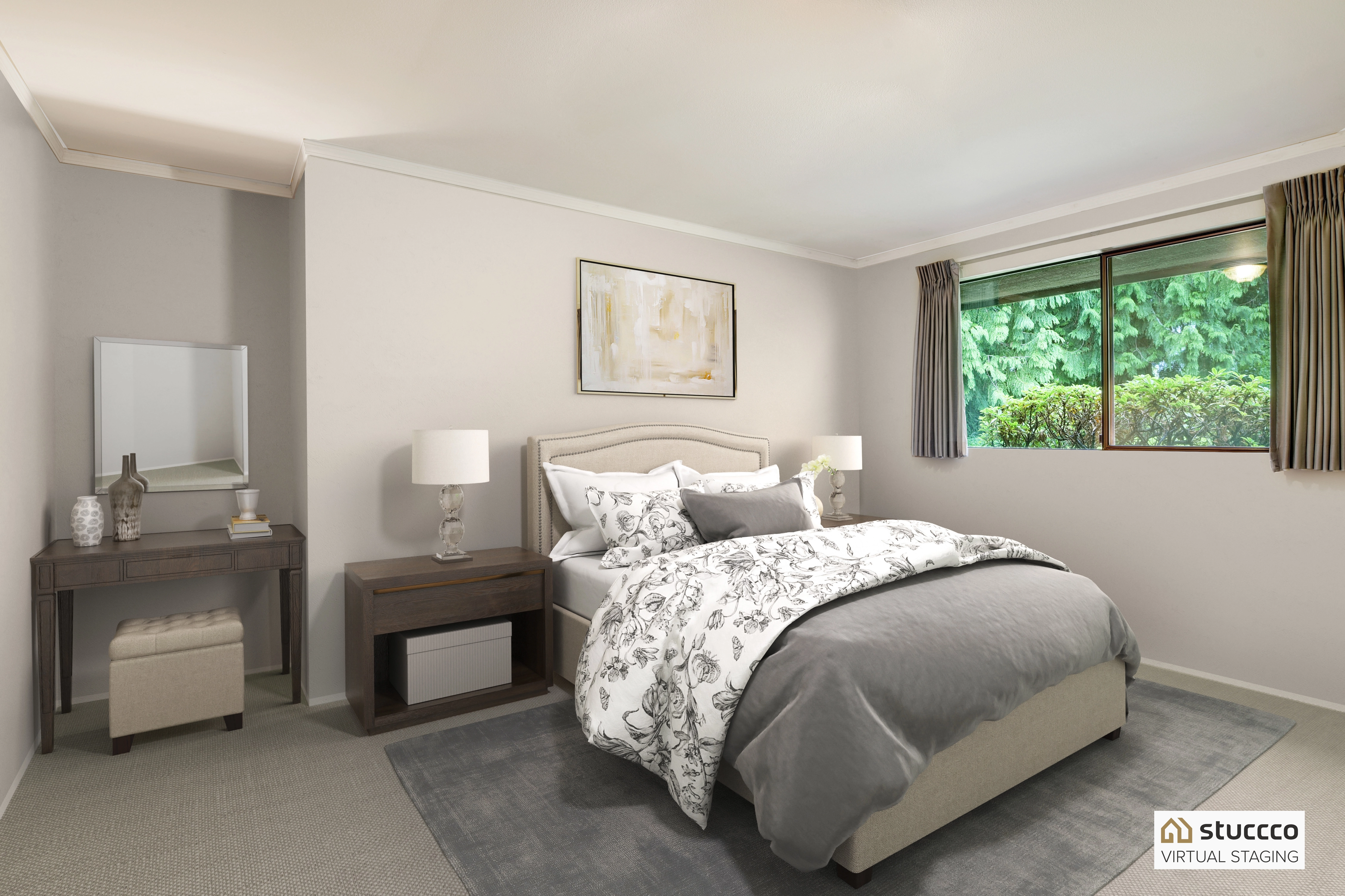 Guest bedroom before and after virtual home staging
