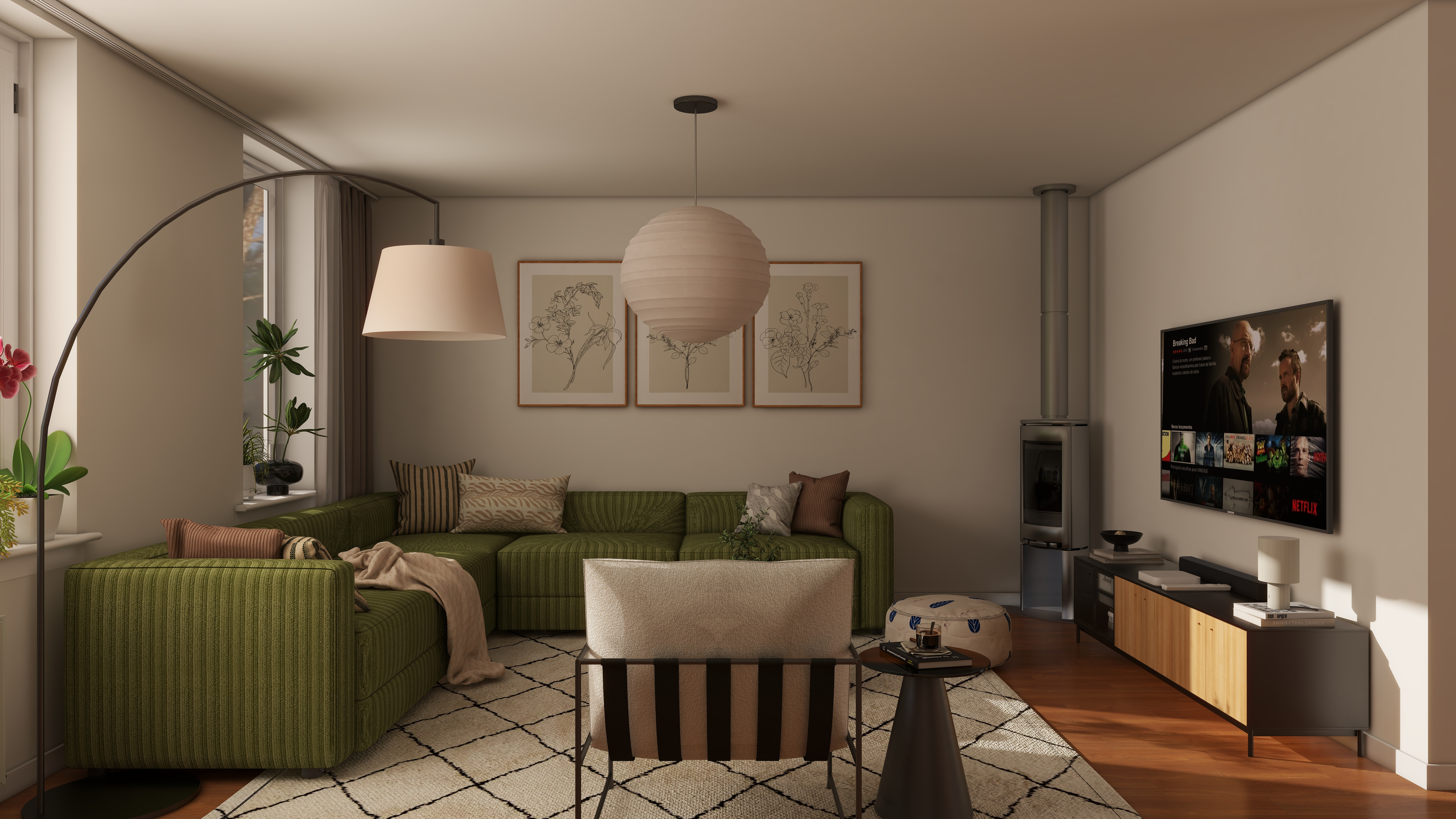 Warm Modern Living Room with Earthy Tones