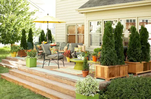 Natural edging with shrubbery