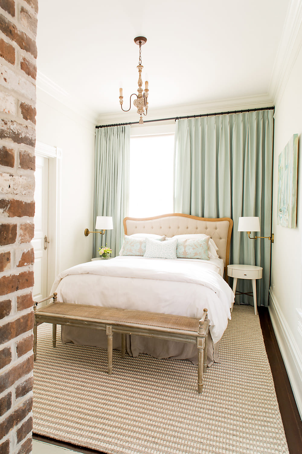 floor to ceiling drapery in bedroom