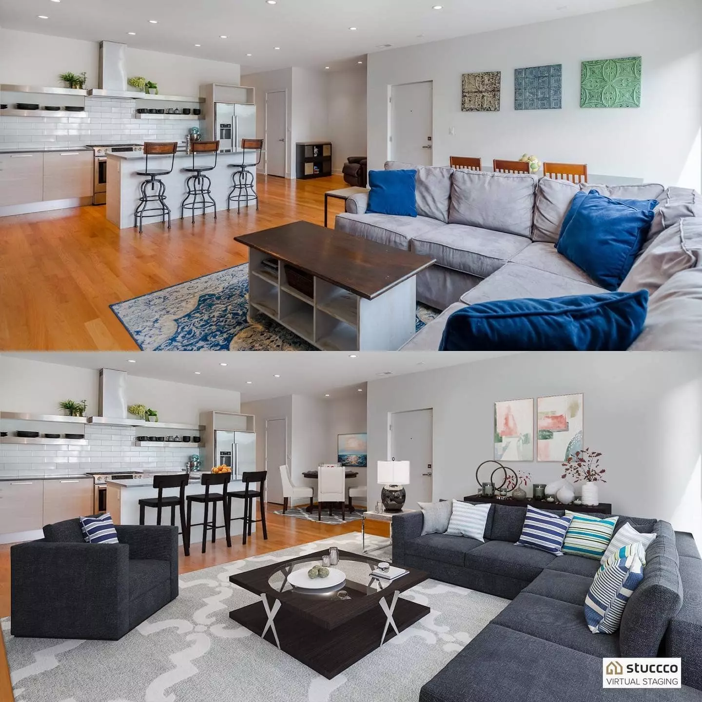 Virtual staging living room design from Stuccco