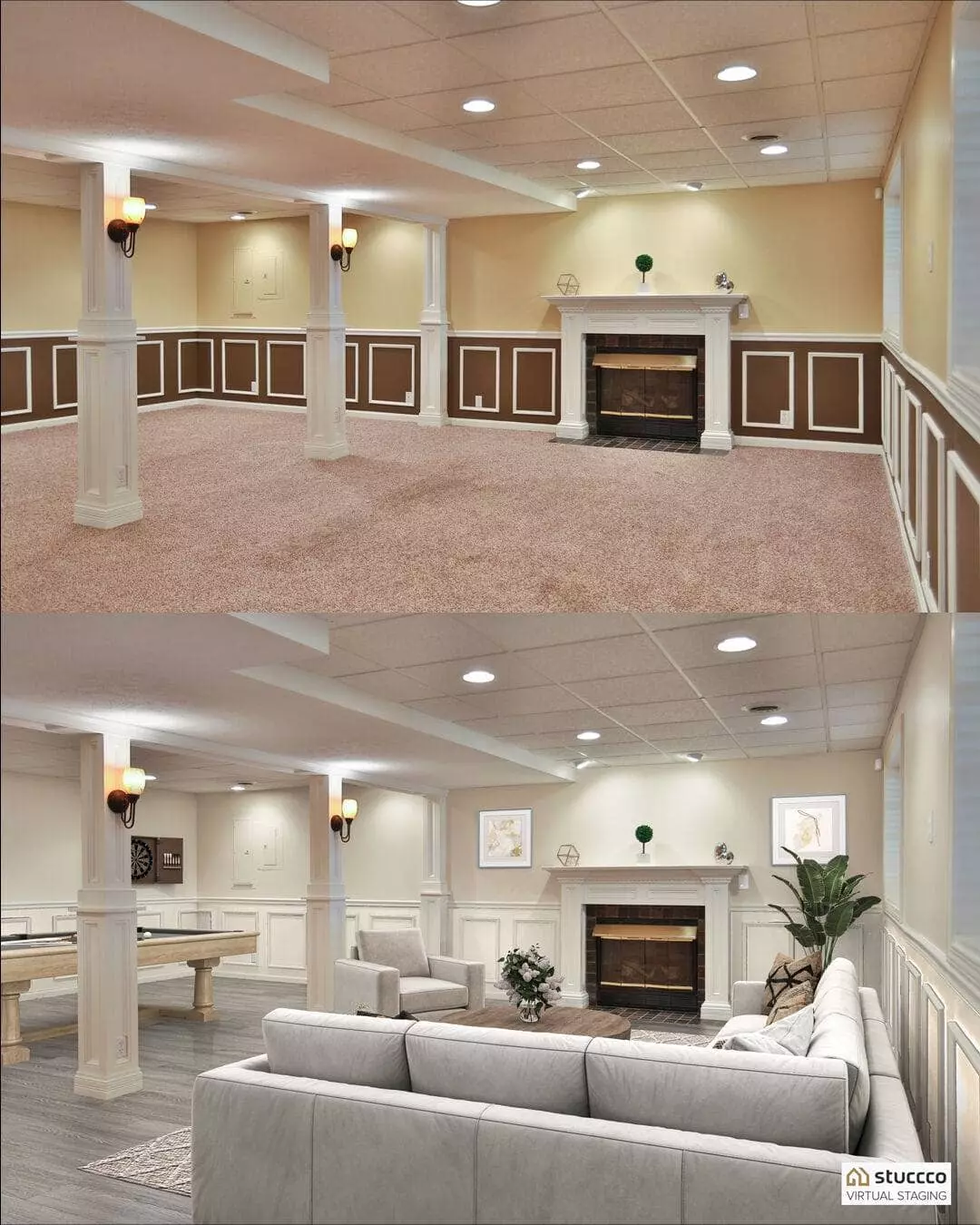 virtually staging a vacant room Stuccco