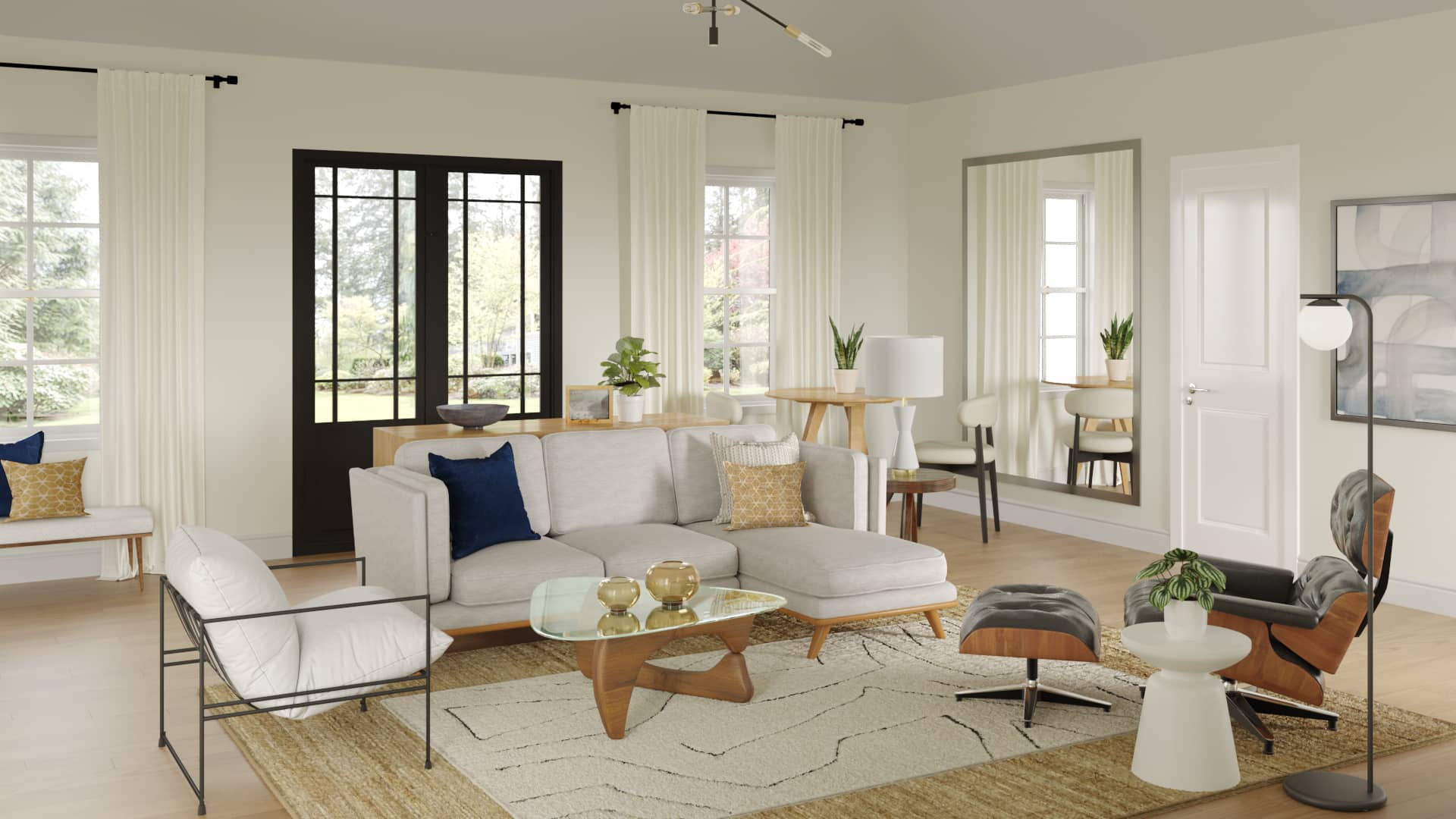 mid century modern living area design