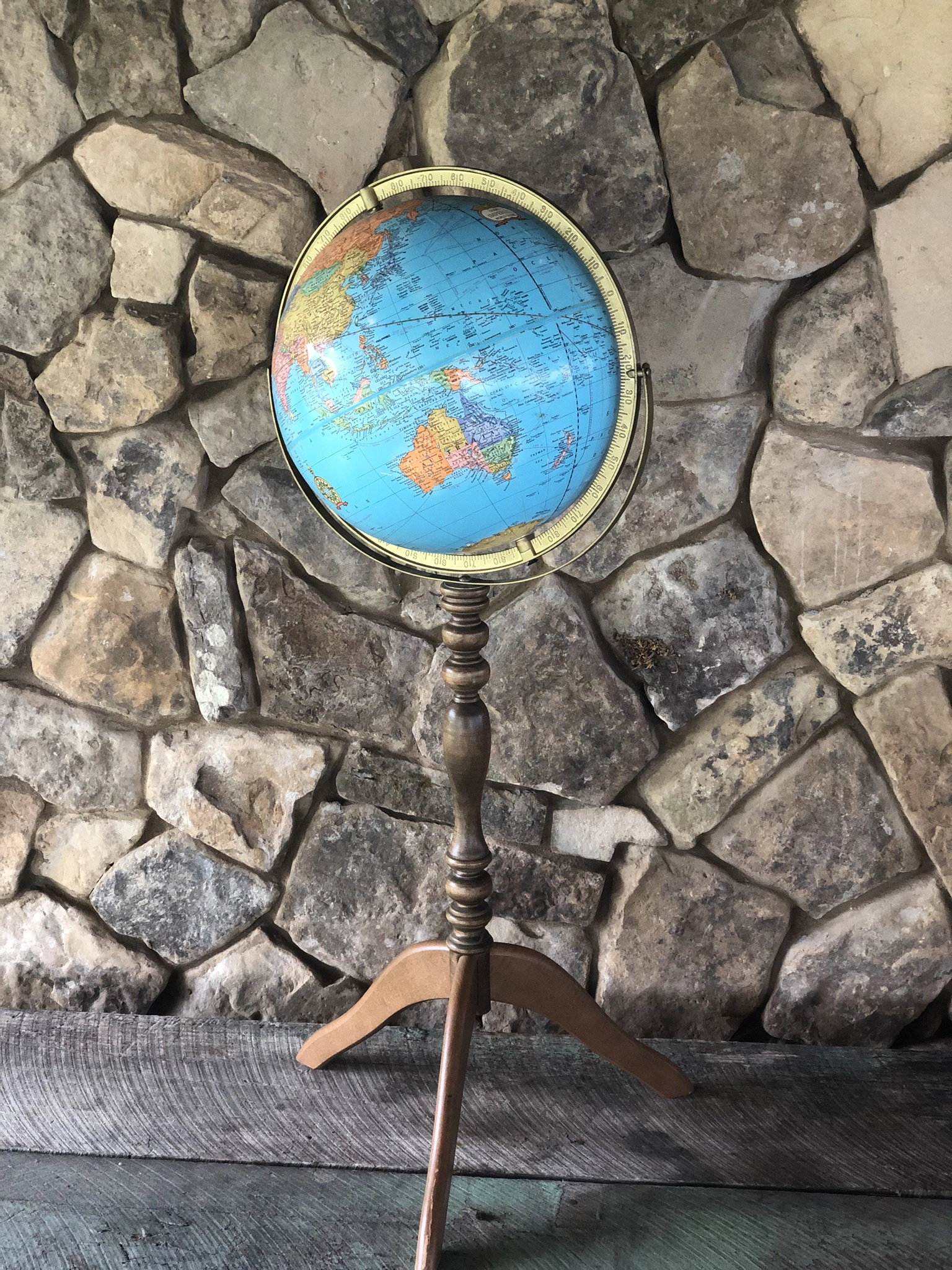 Vintage Crams Imperial World Globe with Wooden Stand | Stuccco