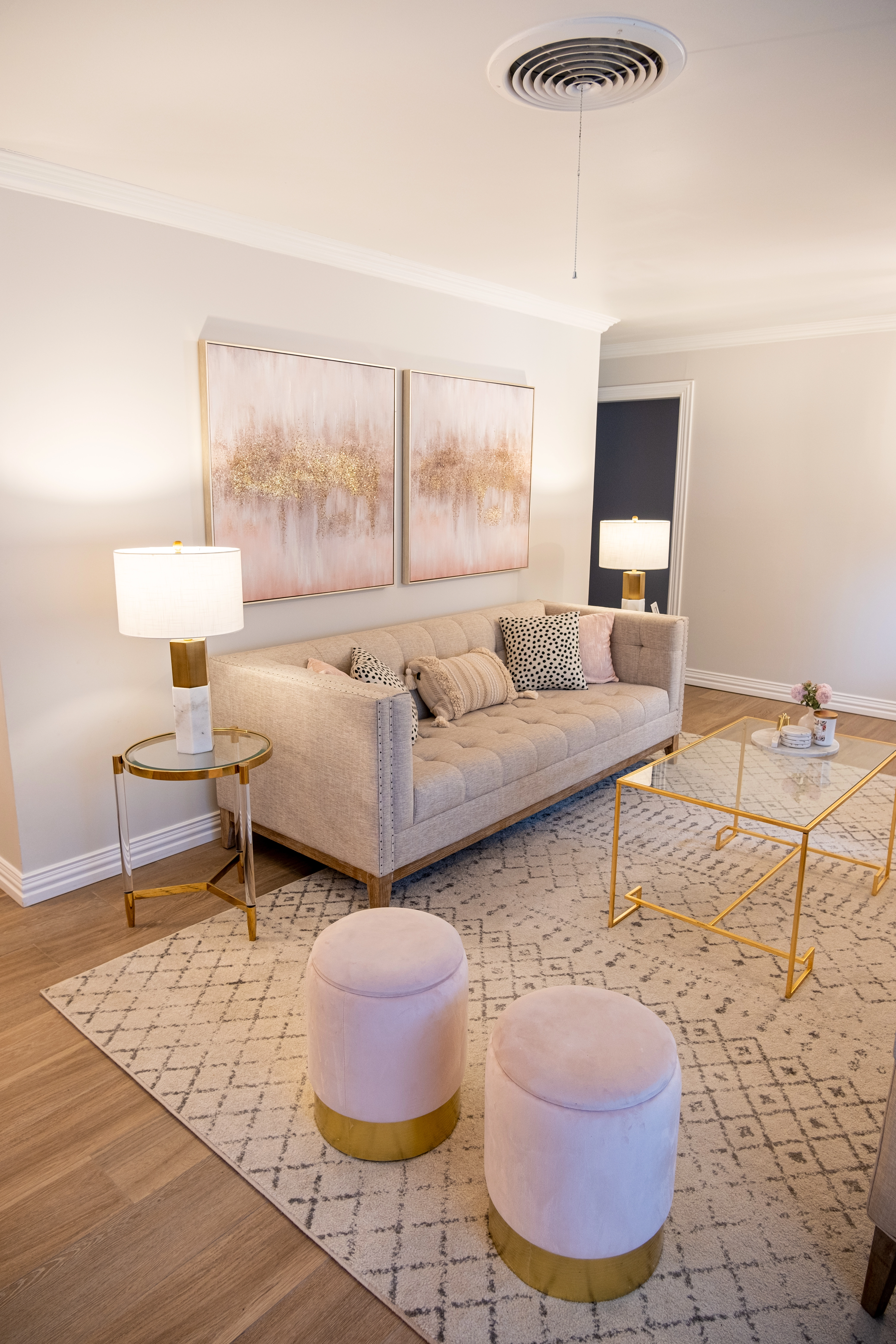 Feminine transitional living room