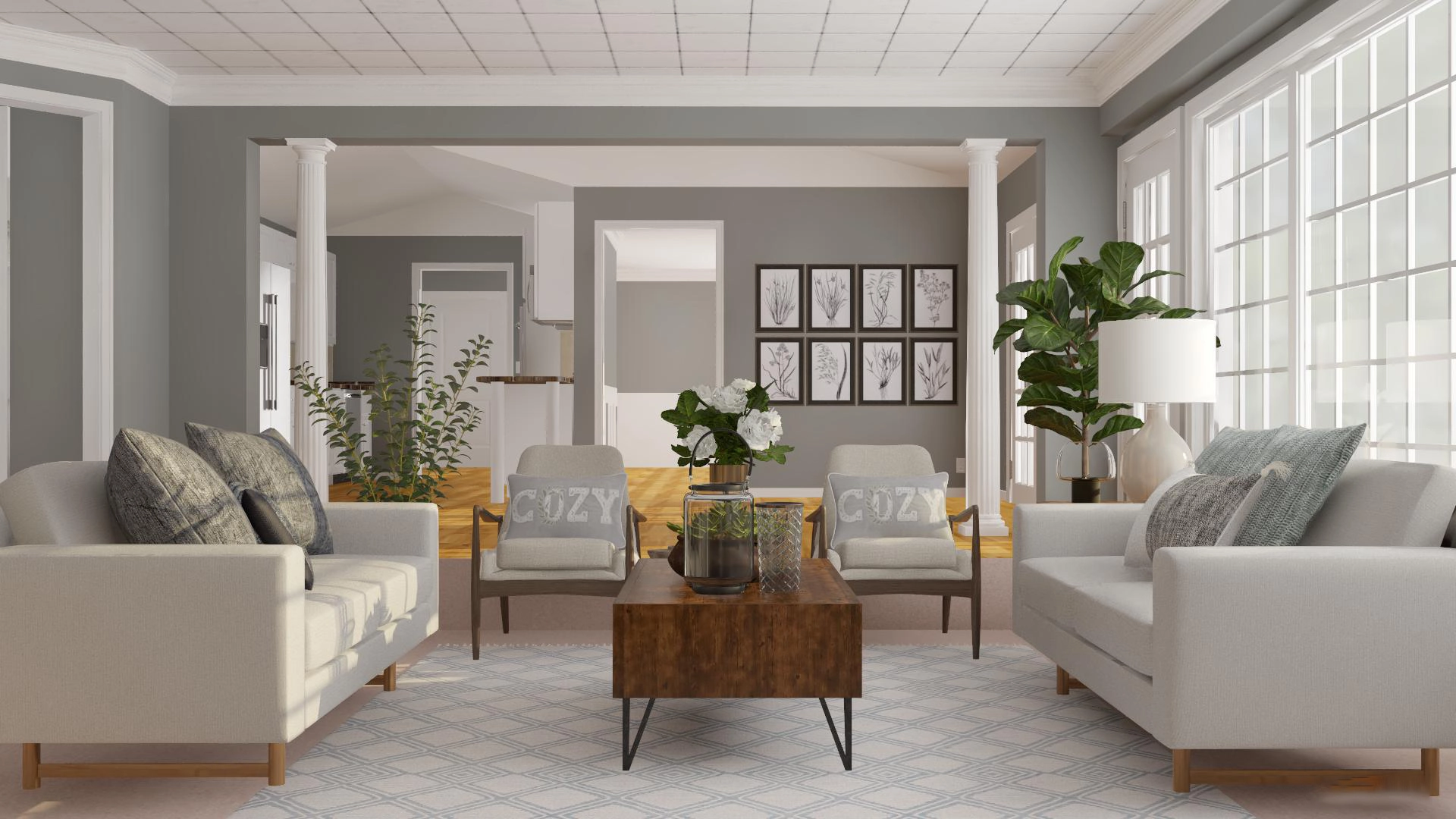 Modern farmhouse living room interior design