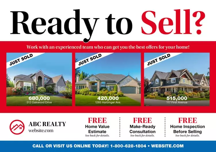 Ready to sell real estate business listing postcard example